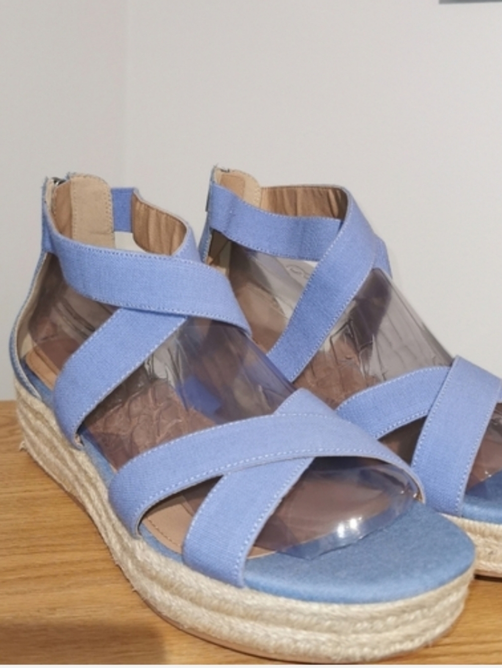 Penningtons Blue Espadrille Shoes with Crisscross Straps Summer Sandals S11W